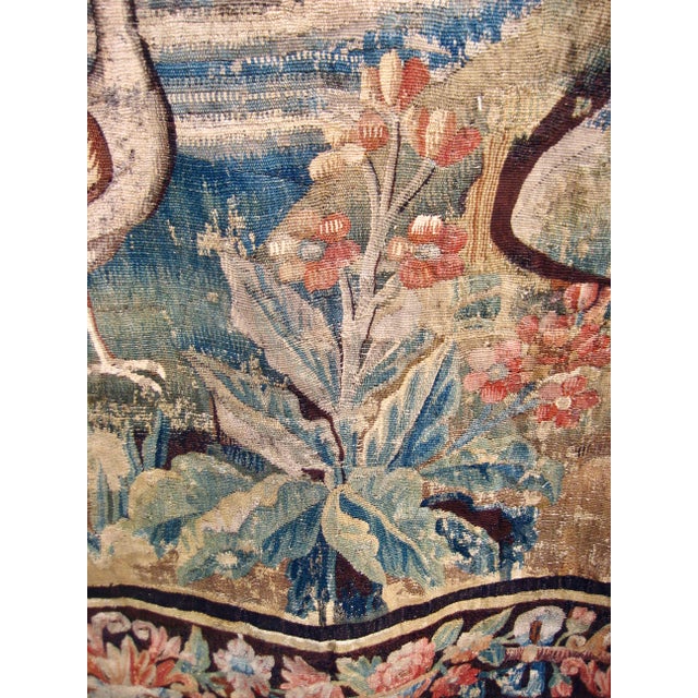 French Aubusson Verdure Two Peacocks, Parrot and Boats 18 Century For Sale - Image 14 of 17