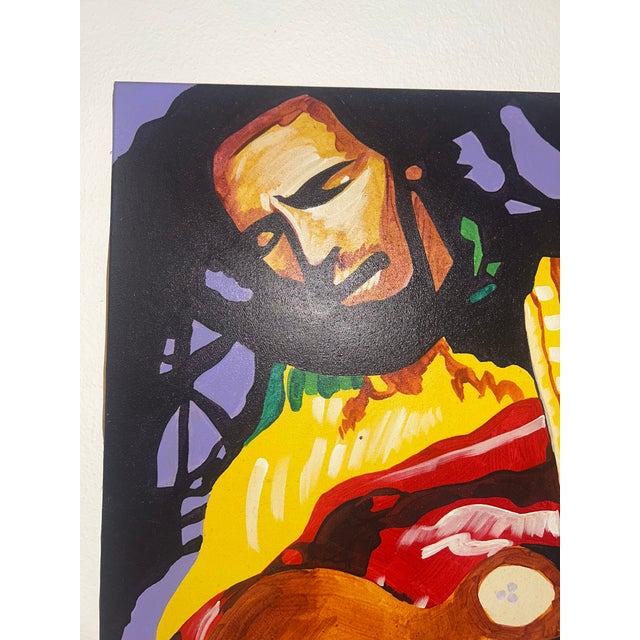 Original acrylic on canvas by renowned Antiguan artist Cadman Mathias, featuring a vibrant portrait of legendary Jamaican...