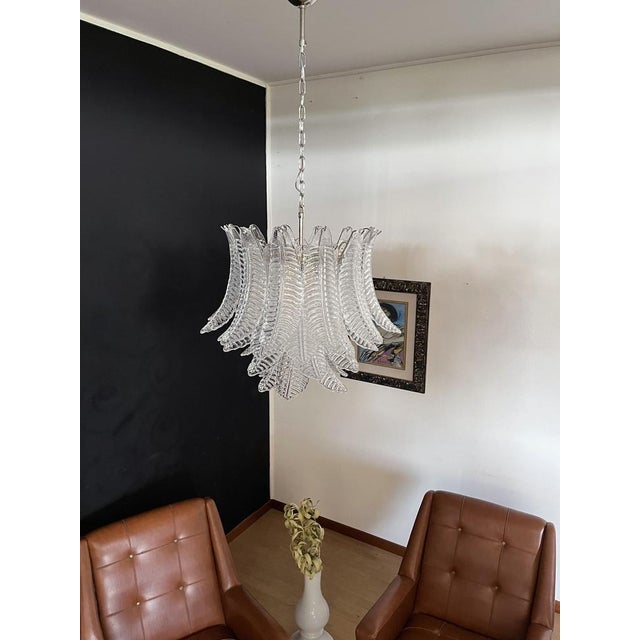 Italian Murano Trasparent Felci Glass Chandelier, 1990 For Sale - Image 11 of 18