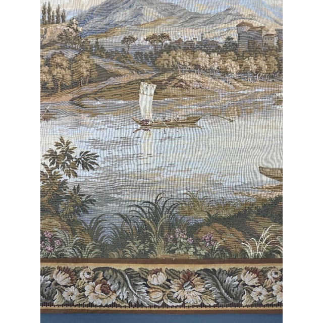 Textile Large 20th Century Wall Tapestry in the style of Gobelins For Sale - Image 7 of 13