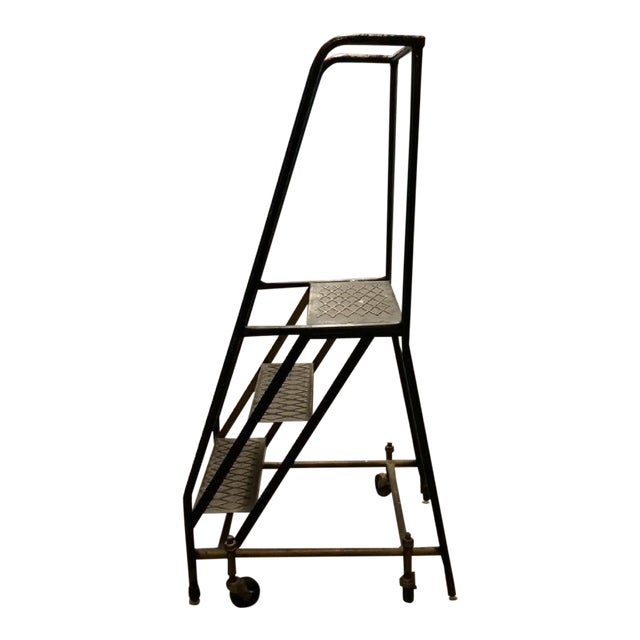 Vintage Industrial Steel Rolling Ladder Chairish