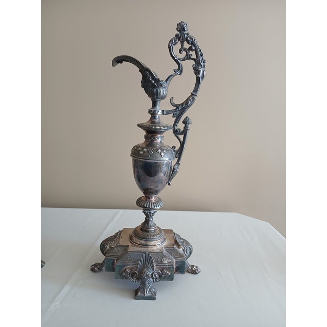 Victorian Pair of Silver Plated Ewers For Sale - Image 3 of 17