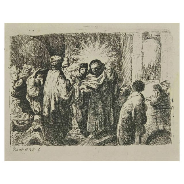 Charles Amand Durand after Rembrandt, The Tribute Money, Engraving, 19th Century For Sale