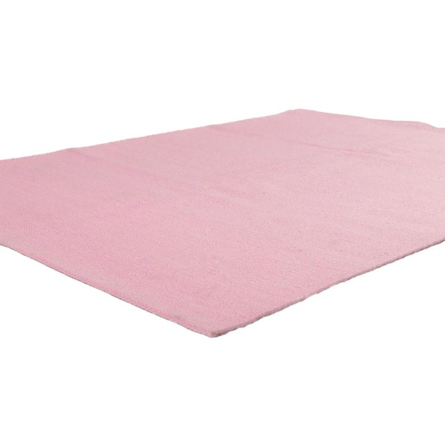 Swedish Inspired Pink Kilim Rug with Scandinavian Modern Style 05'00 x 06'10. From subtle to sensation with bohemian hygge...