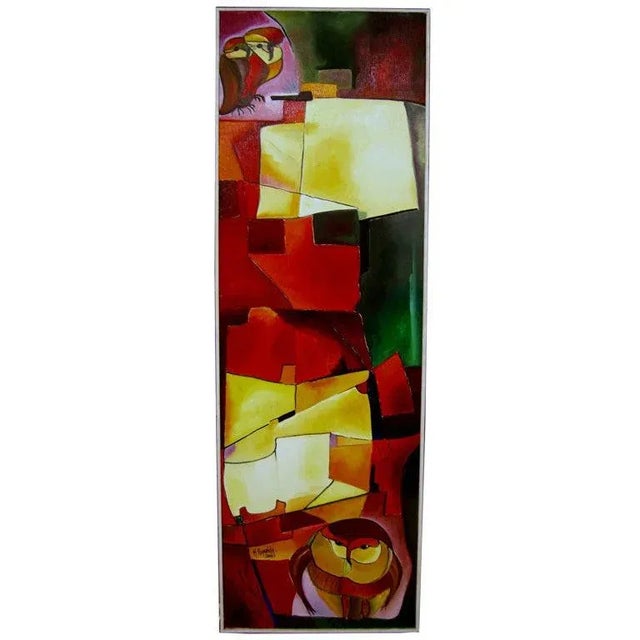 Early 21st Century Cubist Painting Owls by Rising Artist Gabriella Huluba For Sale - Image 5 of 5
