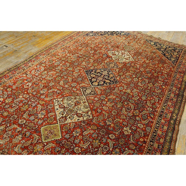 Extraordinary Antique Persian Ghashgaei Rug With Three Large Central Diamond Medallions For Sale - Image 9 of 9