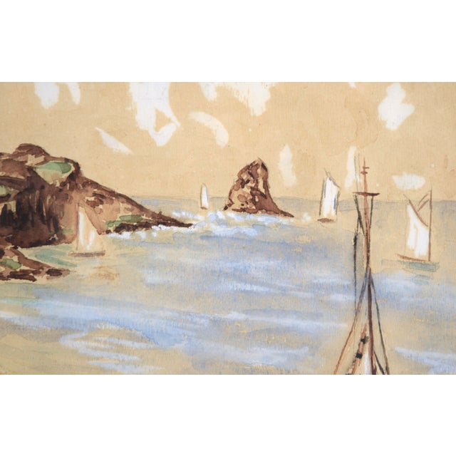 Impressionist Sailboats on the Beach - Seascape by M. L. Pfeffer For Sale - Image 3 of 9