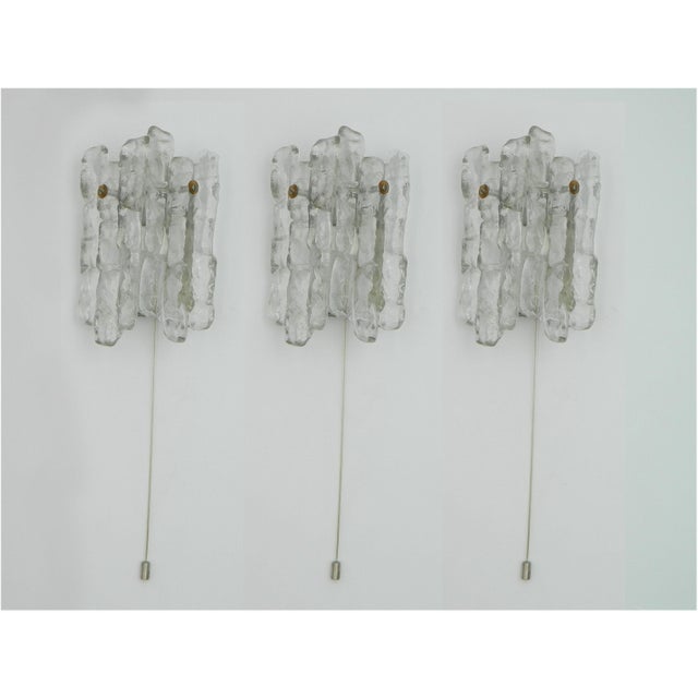 Vintage Ice Glass Wall Lights by J. T. Kalmar for J.T. Kalmar, 1970s, Set of 3 For Sale - Image 14 of 14