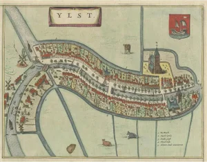 Antique Hand-Colored Map of the Frisian City of Ijlst, the Netherlands, 1649
