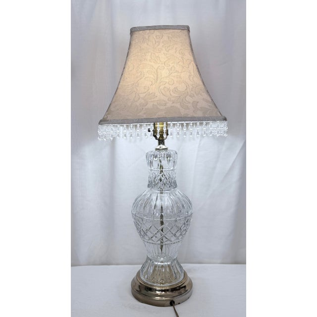 Hollywood Regency Vintage Hollywood Regency Imperlux West Germany 24% Crystal Lead Lamp For Sale - Image 4 of 9