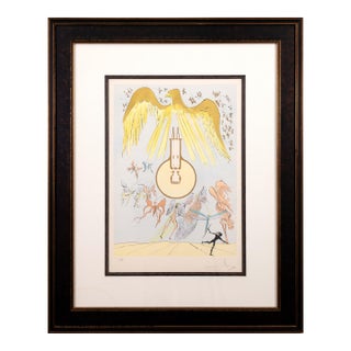 Salvador Dali the Electric Light Bulb Signed Dry Point Etching With Stencil For Sale
