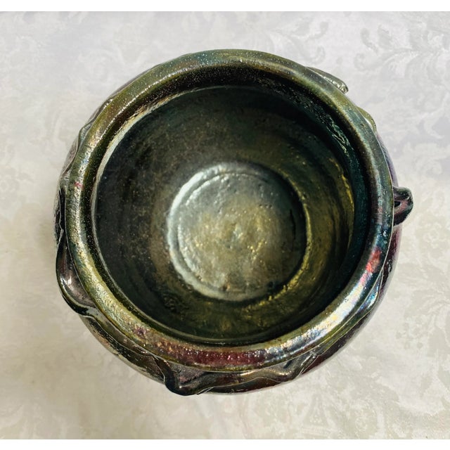 Copper Vintage Raku Pottery Vase, Signed Aet For Sale - Image 8 of 9