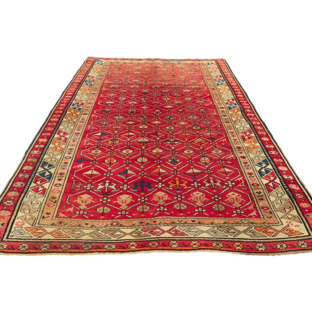 Tribal Mid 20th Century Vintage Turkish Tribal Oushak Rug, 03'11 X 06'11 For Sale - Image 3 of 10