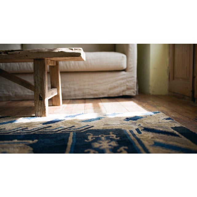 Textile Excellent Black and Tan Color With Dragon Design Antique Chinese Ningxia Rug For Sale - Image 7 of 9