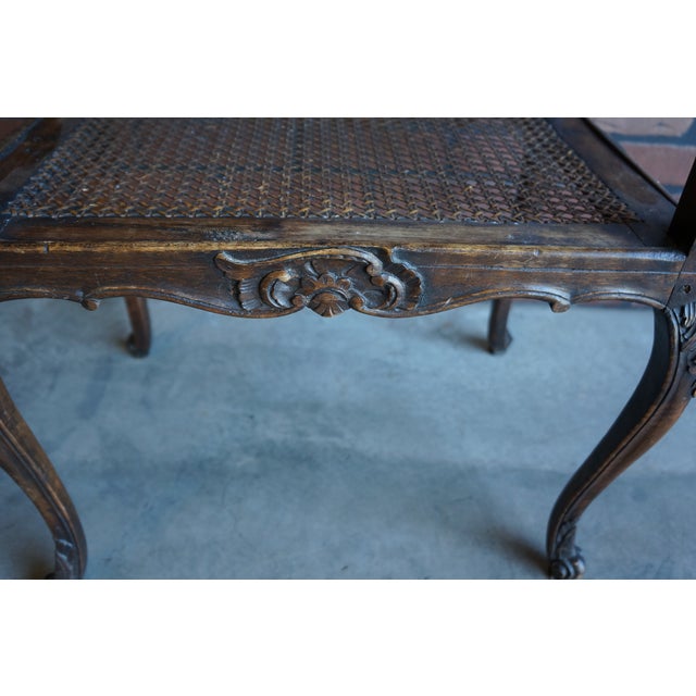 19th Century Antique French Carved Walnut Cane End Table For Sale - Image 5 of 9