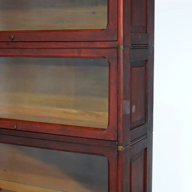 Globe Wernicke Antique Arts & Crafts Mahogany Barrister Bookcase with Raised Panels, Circa 1910 For Sale - Image 4 of 12