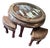 Vintage Chinese Chinoiserie Lacquer Round Cocktail Table & 4 Nesting Stools | Court Beauty Garden Scene For Sale