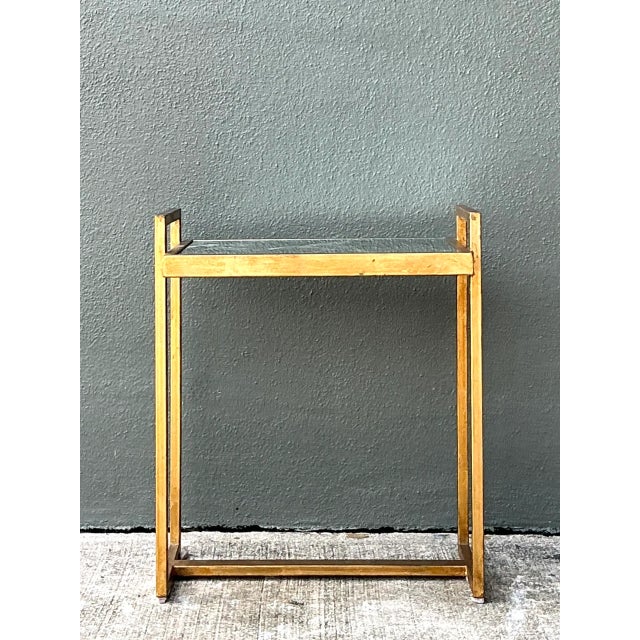 Vintage Metal and Mirrored Glass Side Table For Sale In West Palm - Image 6 of 12