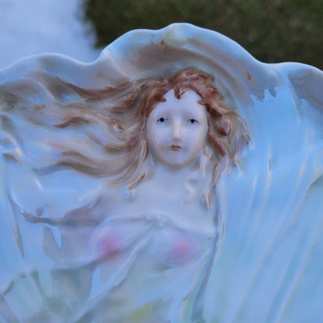 Royal Bayreuth Art Nouveau Lady Figural Woman Dresser Tray Bavaria Blue Mark 10" Good vintage condition. No cracks or...