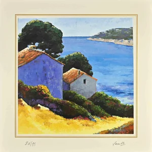 After Nicholas Verrall, The Houses on the Lake, Lithograph, Late 20th Century