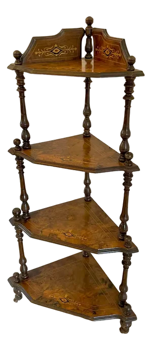 19th Century Victorian Inlaid Walnut Corner Shelf, 1860s