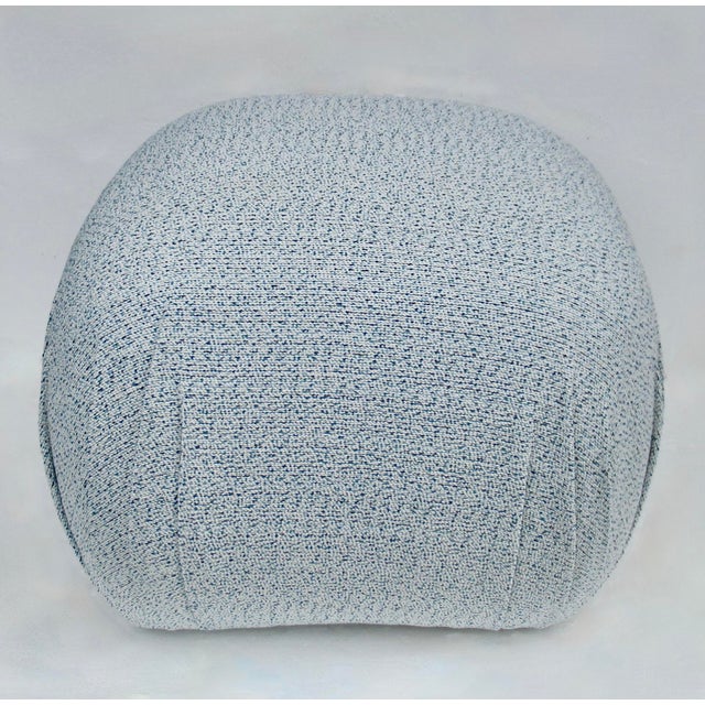 Baby Blue C. 1980's Post-Modern Sherrill Furniture Pouf Ottoman/Stool With a Linear Boucle Textile For Sale - Image 8 of 18