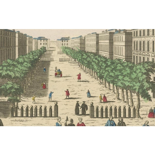Daumont, View of the Cours in Marseille, Hand-Colored Engraving, 1770 For Sale - Image 4 of 9