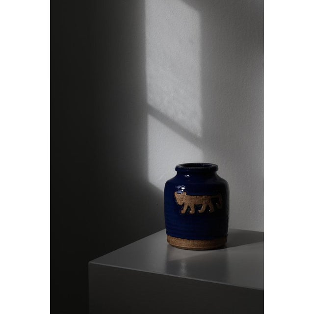 Scandinavian Modern Stoneware Vase attributed to Jørgen Mogensen for Royal Copenhagen, 1960s For Sale - Image 11 of 12