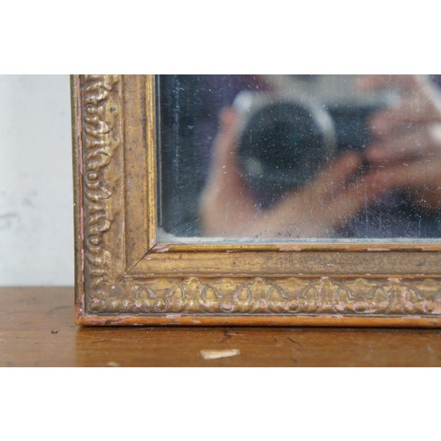 Antique Gilt Wood Rose Etched Glass Rectangular Wall Vanity Mirror For Sale - Image 10 of 10