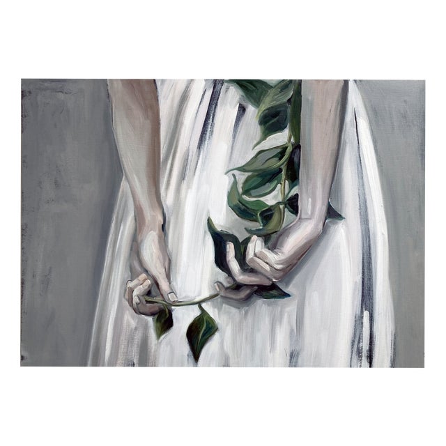 Justyna Kuklo, Girl with Twig, 2019, Oil Painting on Canvas, Framed For Sale