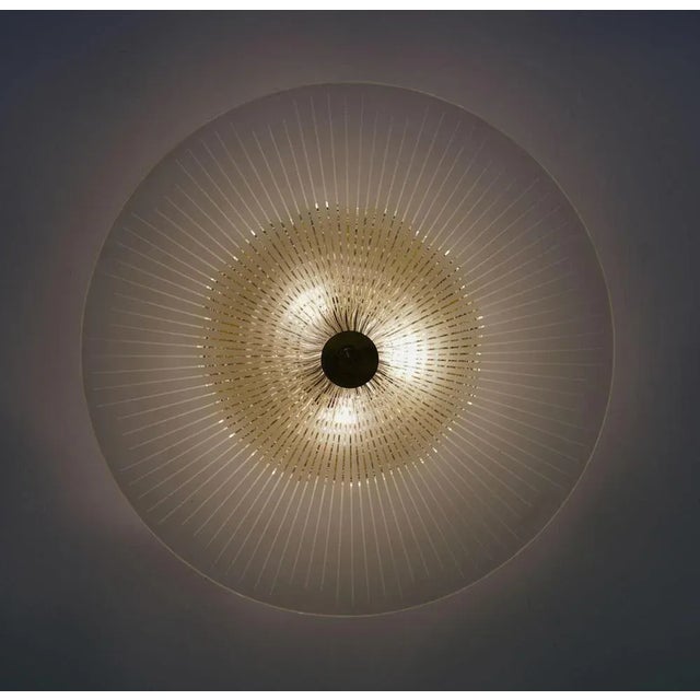 Metal Modern Scandinavian Glass Flush Mount attributed to Orrefors,1950s For Sale - Image 7 of 8