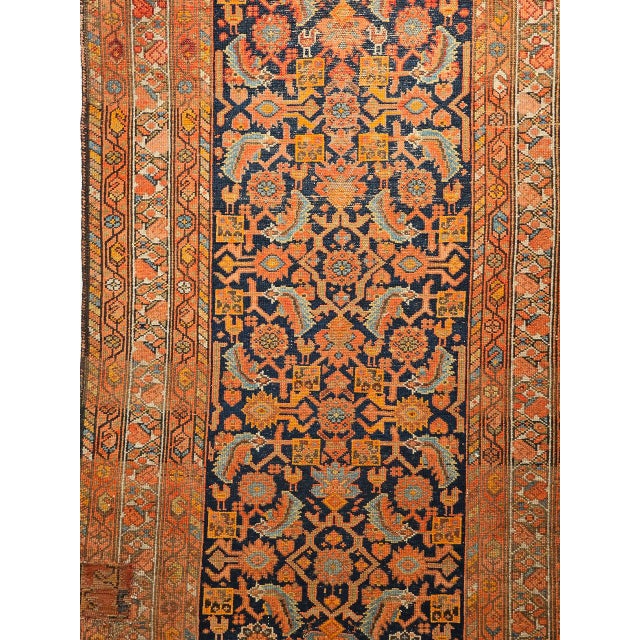 19th Century Persian Malayer Runner Rug, Hand-Knotted Wool, Geometric Pattern, 4x 16, Rust-Red & Blue For Sale - Image 9 of 16
