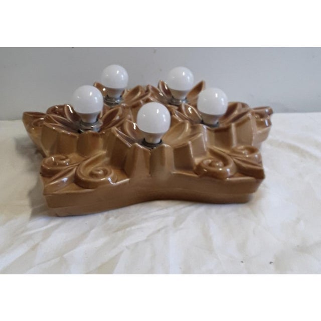 Vintage 5-Flame Flower Wall Lamp in Ceramic, 1980s For Sale - Image 3 of 7
