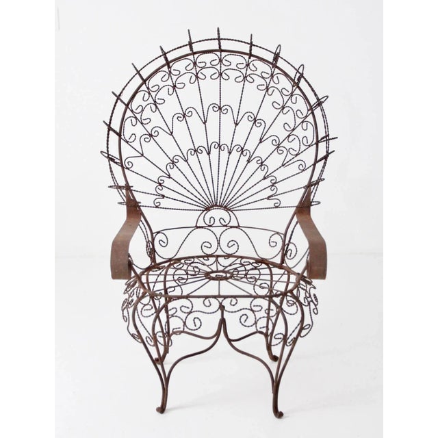 Early 20th Century Vintage Wrought Iron Peacock Chair For Sale - Image 5 of 9