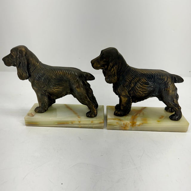 Pair of Mid Century Modern Dog Book Ends on Onyx Bases For Sale - Image 4 of 12