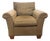 Vintage Stickley Fine Upholstery Club Arm Chair in Neutral Striped Fabric For Sale
