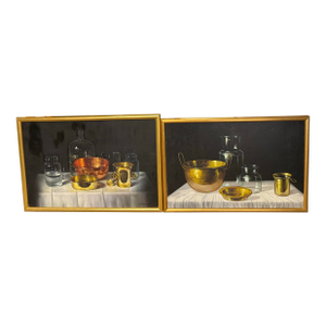 1950s Gyula Paksy - Oil. Gyula Paksy (Hungarian 1912- ) Stunning Photo Realism Still Life Painting (Pair)