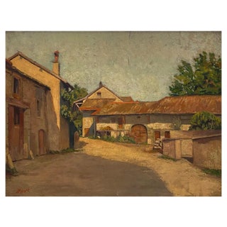 J. Mossaz, The Farm, Oil on Canvas For Sale