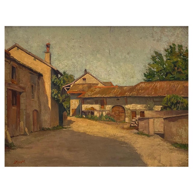 J. Mossaz, The Farm, Oil on Canvas For Sale