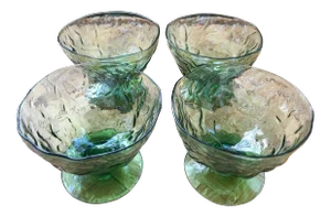 Vintage Seneca Driftwood Champagne Sherbert Glasses in Avocado - Set of 4