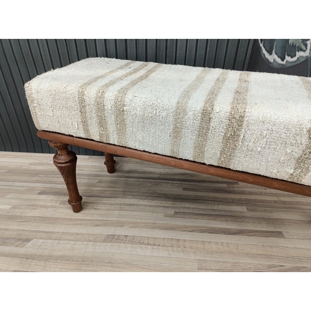 Striped Hemp Kilim Bench For Sale In Raleigh - Image 6 of 8