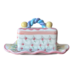 Vintage 1990 Mackenzie Childs Victoria and Richard Butter Dish
