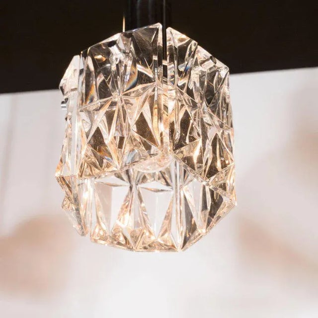 1960s Mid-Century Modern Etched Glass Pendant by J.T. Kalmar For Sale - Image 5 of 6