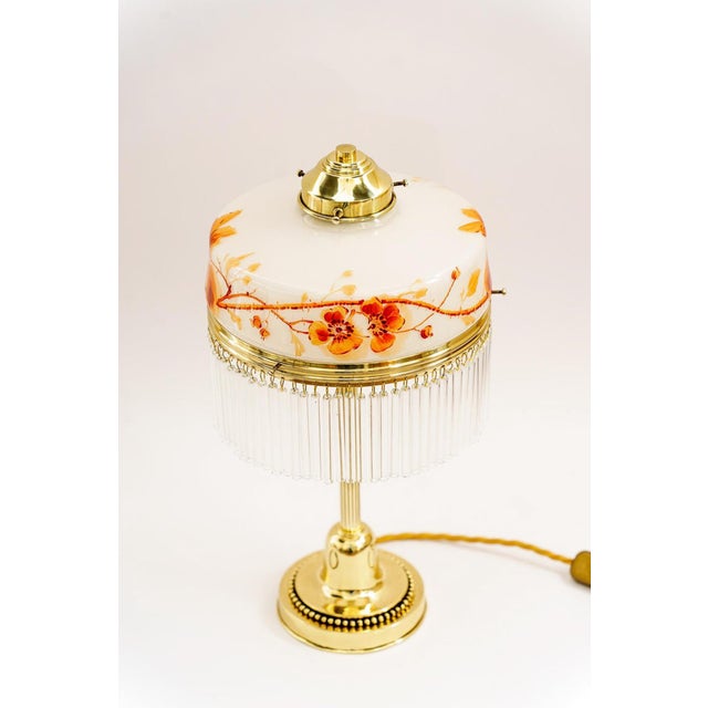 Gold Art Deco Table Lamp with Glass Shade, Vienna, 1920s For Sale - Image 8 of 18