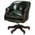 Vintage Racing Green Leather Swivel Desk Chair Mahogany-Toned Base and Nail Trim, 1990s For Sale - Image 10 of 10