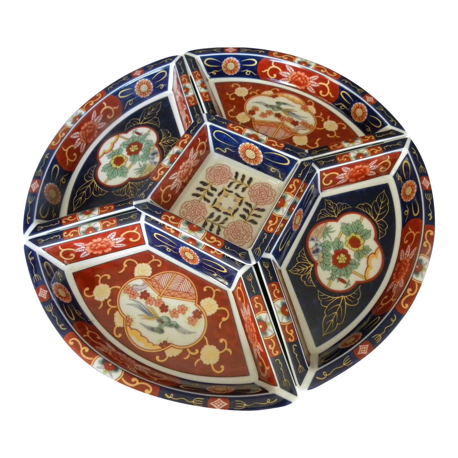 Vintage Japanese Imari Style 6 Piece Revolving Lazy Susan Chairish