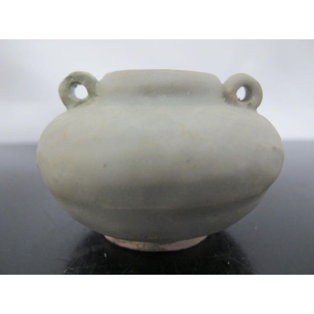 Chinese Chinese Longquan Celadon Glazed Double Handle Jarlet Vessel For Sale - Image 3 of 9