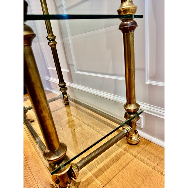 Brass Mid-Century Brass Glass Étagère Bookcase Display For Sale - Image 8 of 17