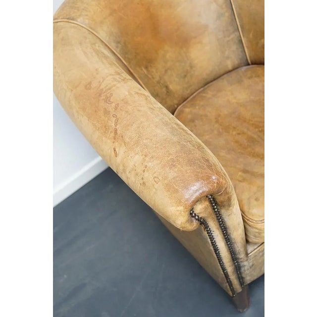Vintage Dutch Cognac Colored Leather Club Chair For Sale - Image 13 of 17