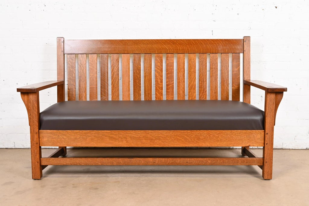 L. & J. G. Stickley Antique Mission Oak Arts & Crafts Open Arm